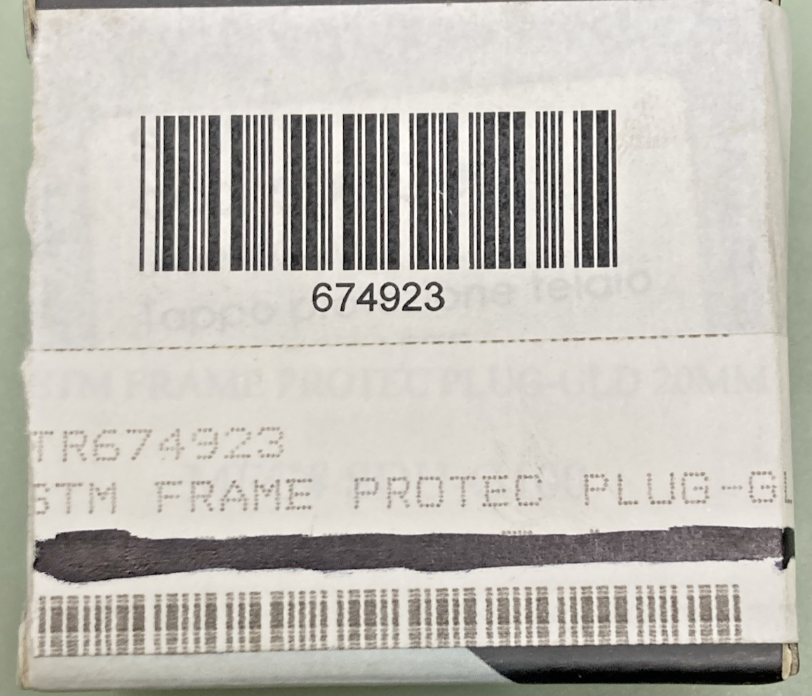 NEW GENUINE STM 674923 FRAME PROTEC PLUG GLD 20MM