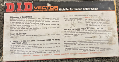 NEW GENUINE D.I.D 630VS93L VECTOR SUPREME SERIES HIGH-PERFORMANANCE ROLLER CHAIN