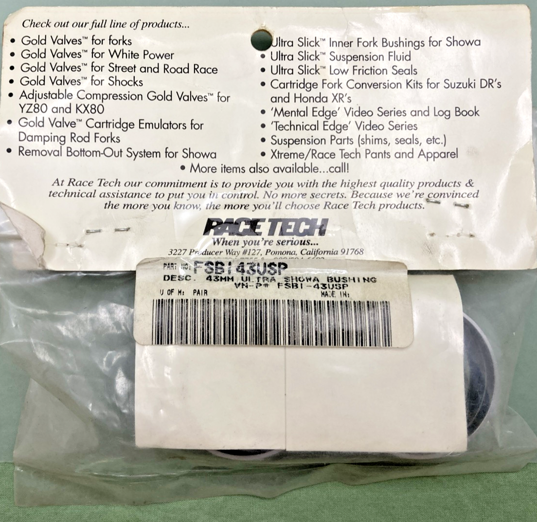 NEW GENUINE RACE TECH FSBI 43US P ULTRA SLICK FORK BUSHING FOR SHOWA - 43 mm