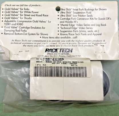 NEW GENUINE RACE TECH FSBI 43US P ULTRA SLICK FORK BUSHING FOR SHOWA - 43 mm
