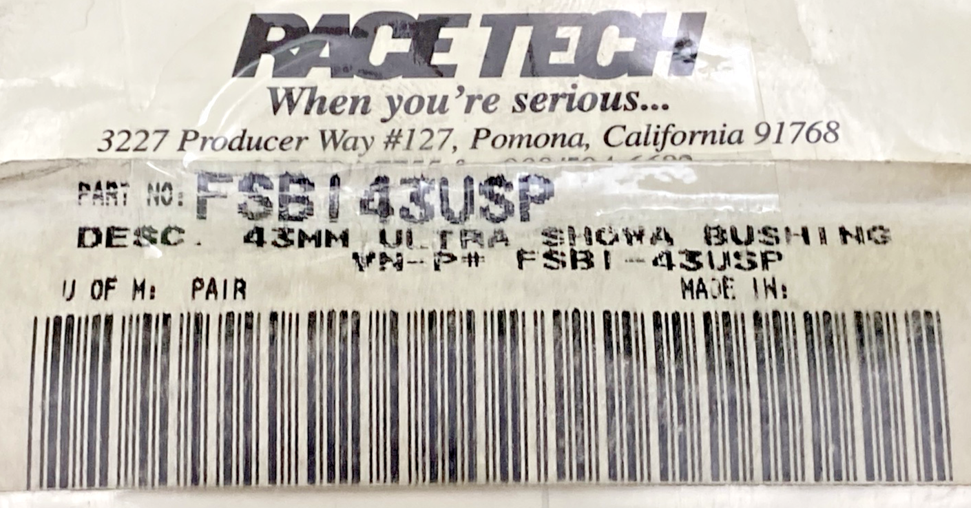 NEW GENUINE RACE TECH FSBI 43US P ULTRA SLICK FORK BUSHING FOR SHOWA - 43 mm