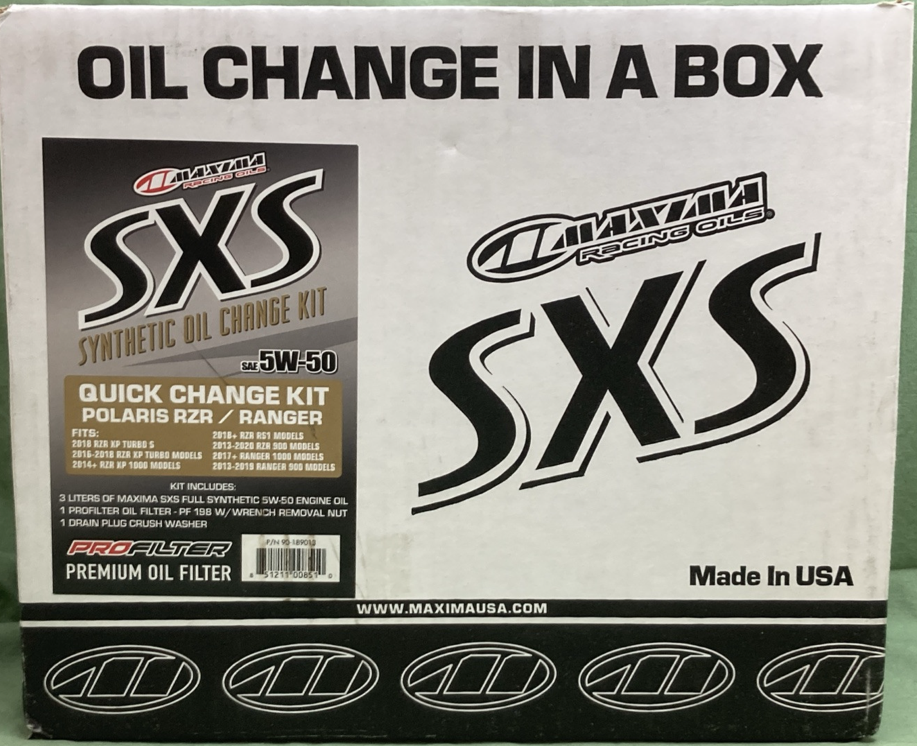 NEW MAXIMA 90-189013 OIL CHANGE IN A BOX 5W-50 SYNTHETIC COMPLETE KIT