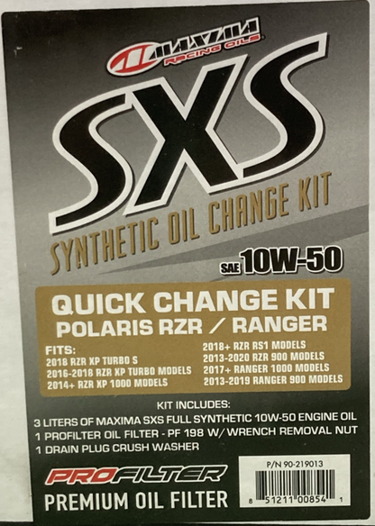 NEW MAXIMA 90-219013 OIL CHANGE IN A BOX 10W-50 SYNTHETIC COMPLETE KIT