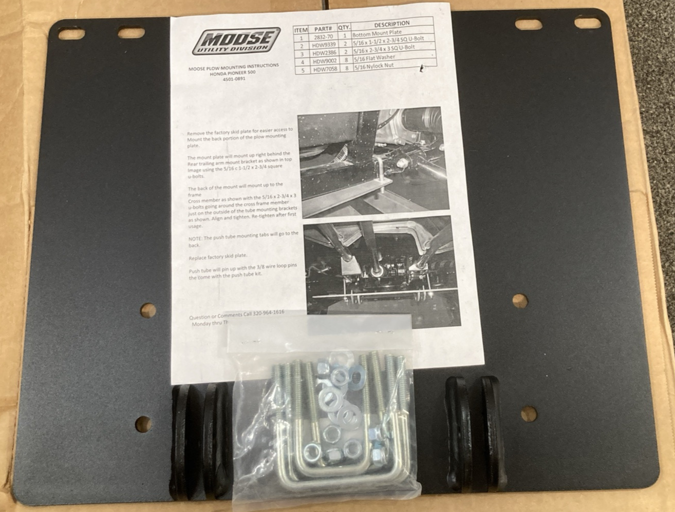 NEW MOOSE UTILITY 2832PF Plow Bottom Mount Kit COMPLETE