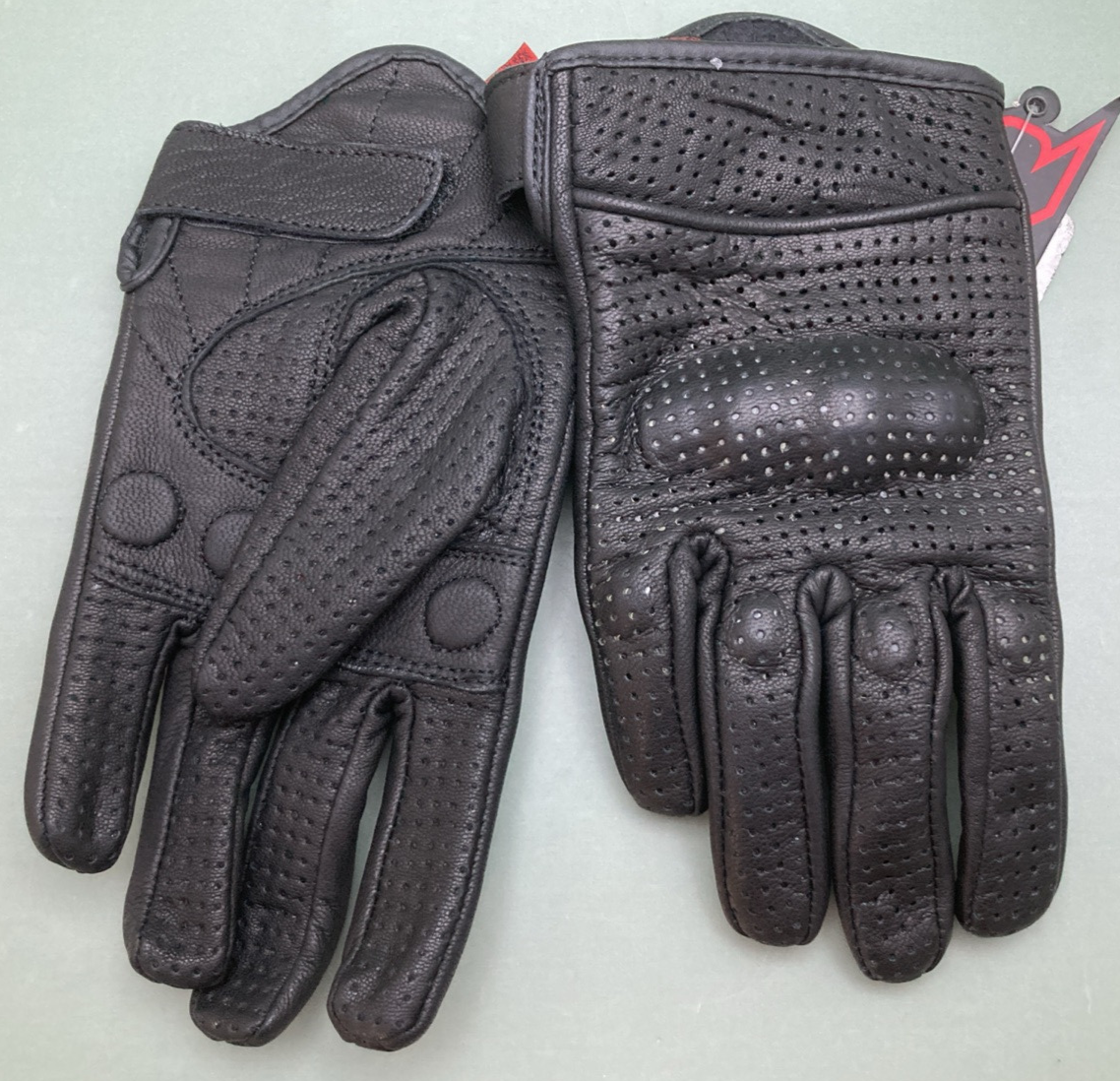 NEW Z1R 3301-2600 GLOVES BLACK LEATHER PERFORATED RIDING MENS SMALL