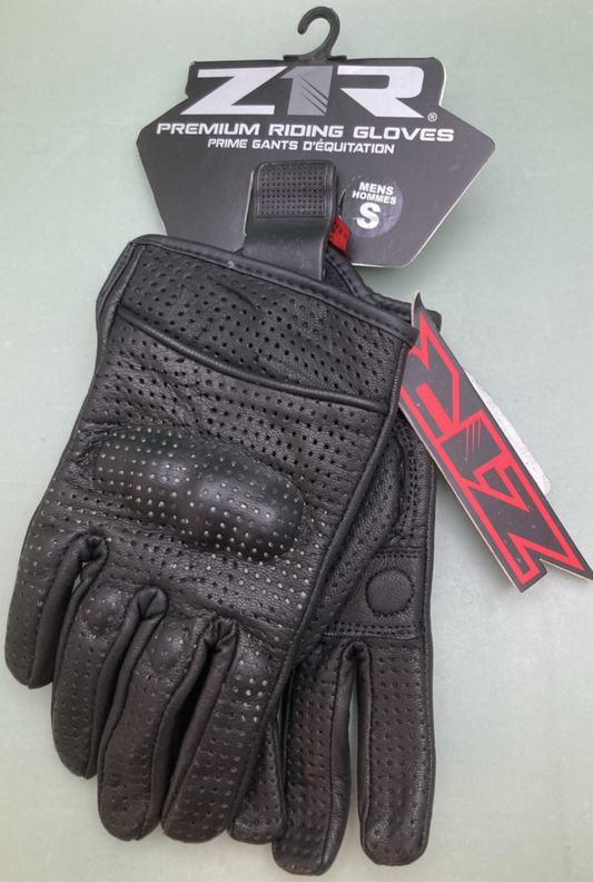 NEW Z1R 3301-2600 GLOVES BLACK LEATHER PERFORATED RIDING MENS SMALL