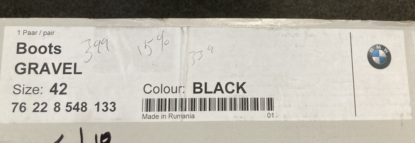 NEW GENUINE BMW 76 22 8 548 133 BOOTS GRAVEL BLACK EU42 US9