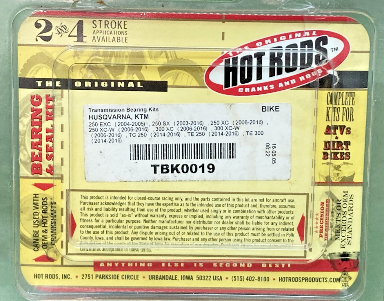 NEW GENUINE HOT RODS TBK0019 TRANSMISSION BEARING KIT, INCOMPLETE