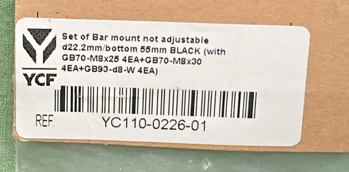 NEW GENUINE YCF YC110-0226-01 BLACK BAR MOUNT SET, NOT ADJUSTABLE