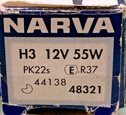 NEW GENUINE NARVA 48321 HALOGEN HEADLIGHT GLOBE, 12V H3 55W PK22S, (Box of 1)