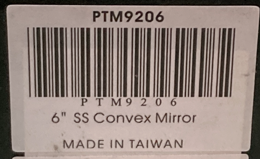 NEW PRIMA TRONICS PTM9206 6" Stainless Steel Convex Mirror with L Bracket