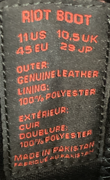 NEW GENUINE Z1R 3403-0759 RIOT BOOTS BLACK LEATHER SZ 11