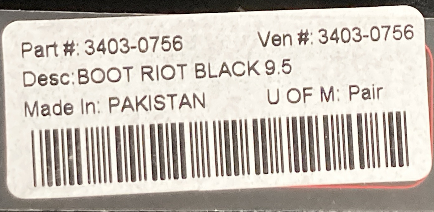 NEW GENUINE Z1R 3403-0756 RIOT BOOTS BLACK LEATHER SZ 9.5