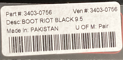 NEW GENUINE Z1R 3403-0756 RIOT BOOTS BLACK LEATHER SZ 9.5