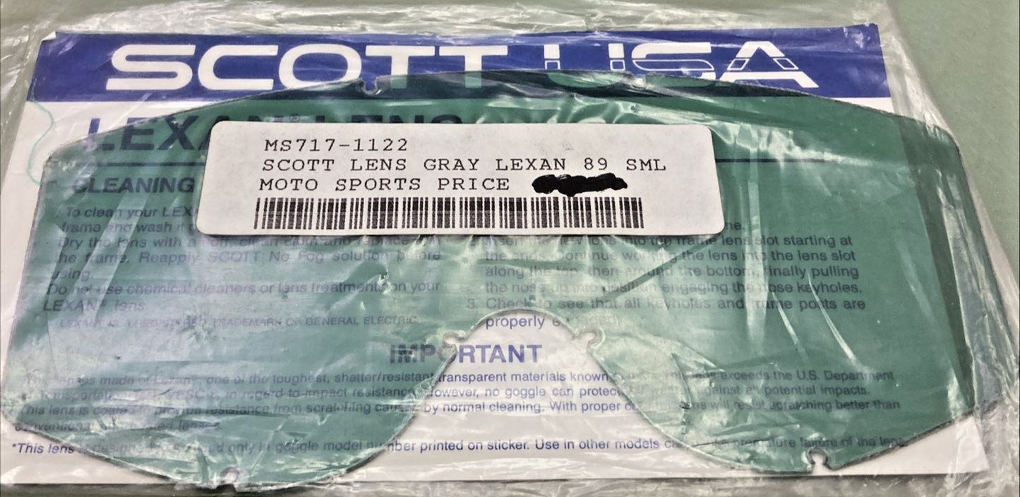 NEW GENUINE SCOTT 09-0271-01-0-GRY LENS GRAY LEXAN 89 SML