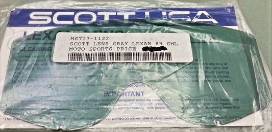 NEW GENUINE SCOTT 09-0271-01-0-GRY LENS GRAY LEXAN 89 SML