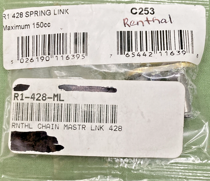 NEW GENUINE RENTHAL R1-428-ML CHAIN MASTR R1 428 SPRING LINK MAXIMUM 150cc