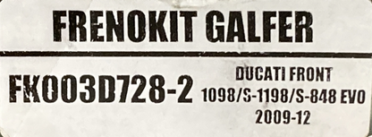 NEW GENUINE GALFER FK003D728-2 Stainless Steel Front 2 Line