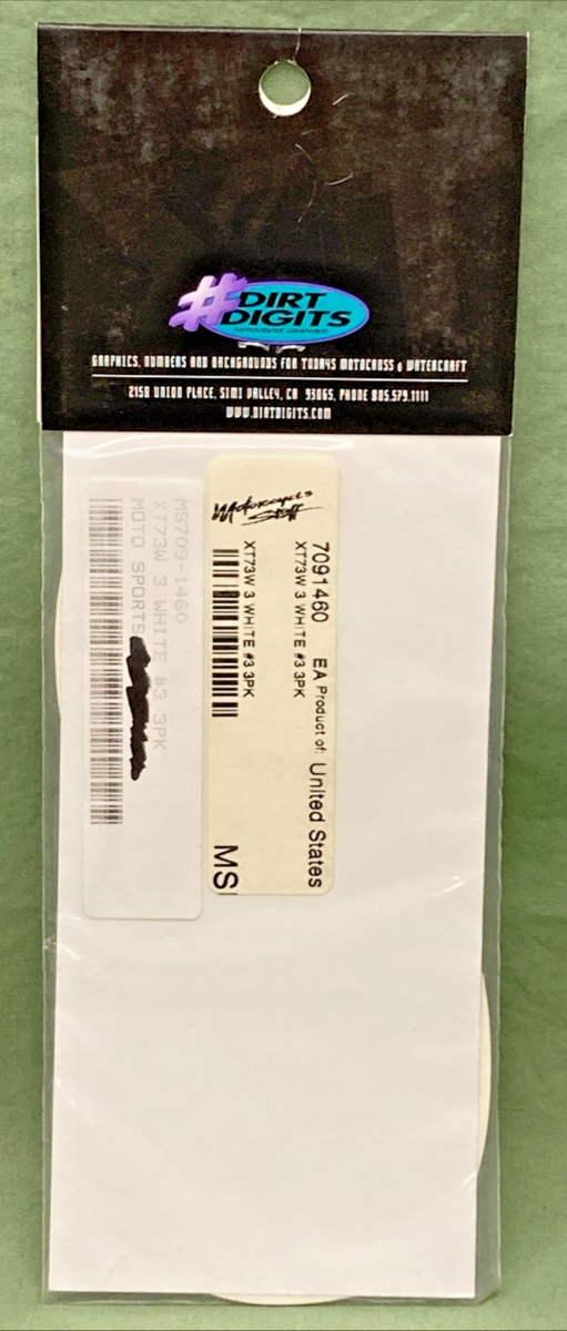 QTY 3 NEW GENUINE DIRT DIGITS 70911460 EXTREME XT 7" WHITE #3