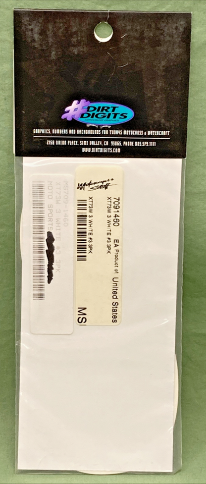QTY 3 NEW GENUINE DIRT DIGITS 70911460 EXTREME XT 7" WHITE #3
