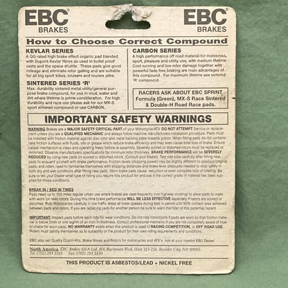 NEW GENUINE EBC FA202R R Series Long Life Sintered BRAKE PADS