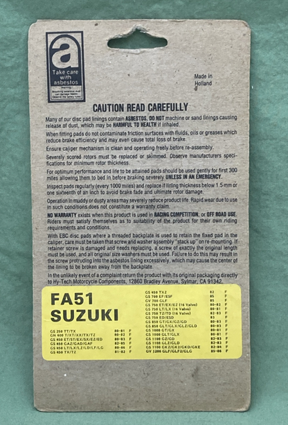 NEW GENUINE EBC FA51 Organic Base FA Brake Pads