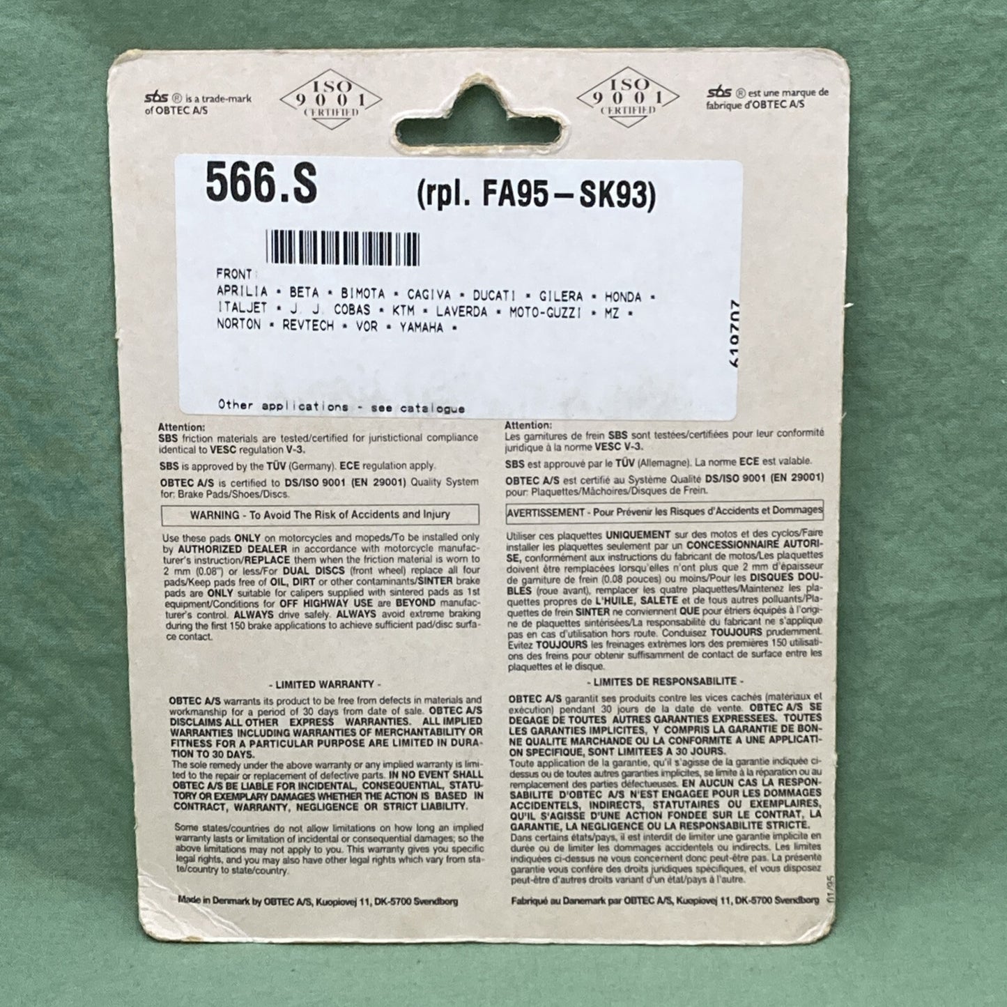 NEW GENUINE SBS 566HF Hi-Tech Ceramic Brake Pads