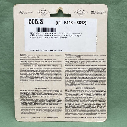 NEW GENUINE SBS 506HF Ceramic Brake Pads