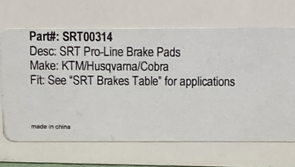 NEW GENUINE SRT SRT00314 PRO LINE SINTERED BRAKE PADS FOR KTM