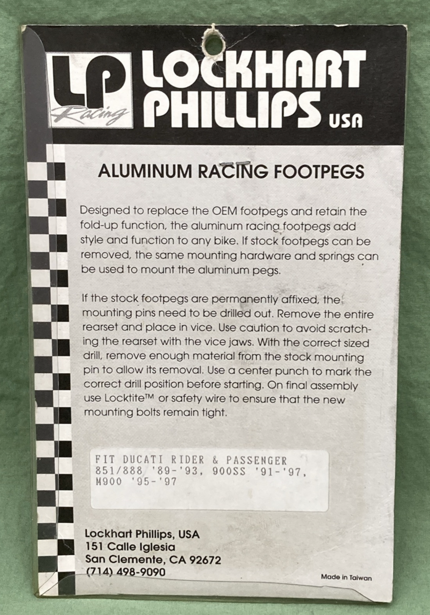 NEW GENUINE LOCKHART PHILLIPS 109-1170 FOOT PEGS FOR DUCATI 851/888