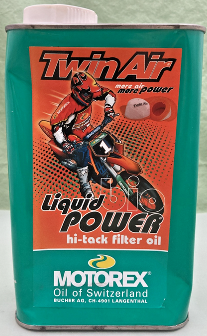 NEW GENUINE MOTOREX TWIN AIR 159017 LIQUID BIO POWER HI-TACK FILTER OIL, 1LT