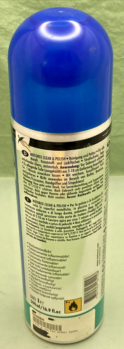 NEW GENUINE MOTOREX MOTO LINE 980068 CLEAN & POLISH 500ML/16.9 FL.OZ