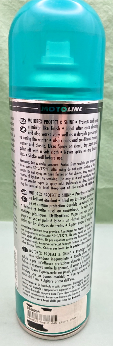 NEW GENUINE MOTOREX MOTO LINE 980090 PROTEC &SHINE 645, 500ML/16.9 FL.OZ