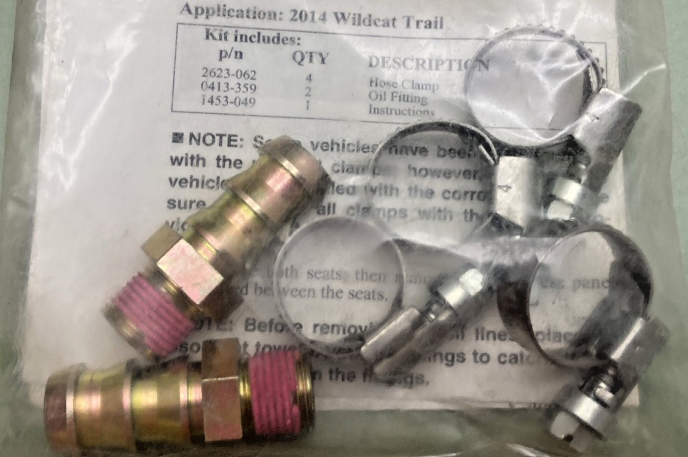NEW GENUINE ARCTIC CAT 0437-112 Oil Cooler Hose Fitting & Clamp Update
