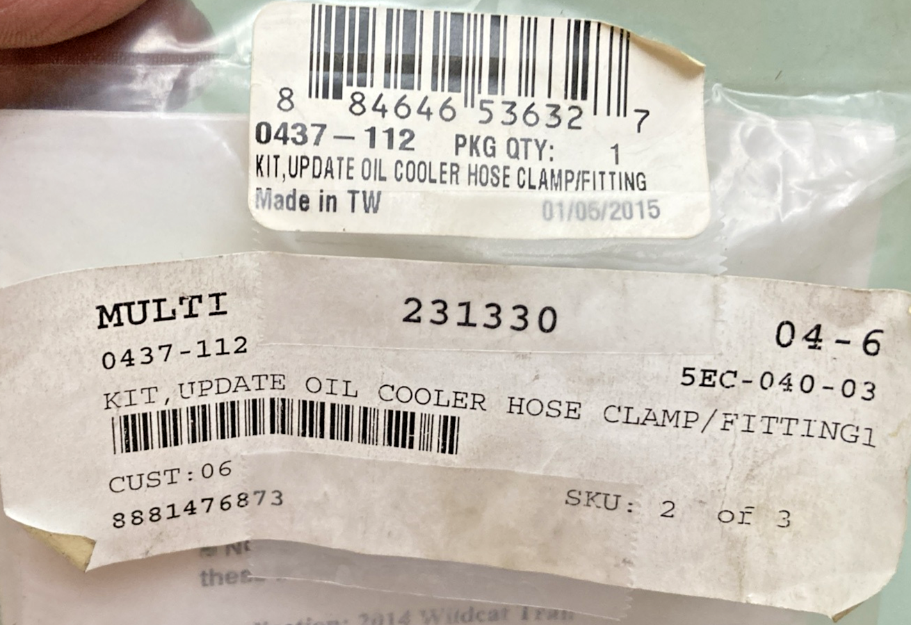 NEW GENUINE ARCTIC CAT 0437-112 Oil Cooler Hose Fitting & Clamp Update
