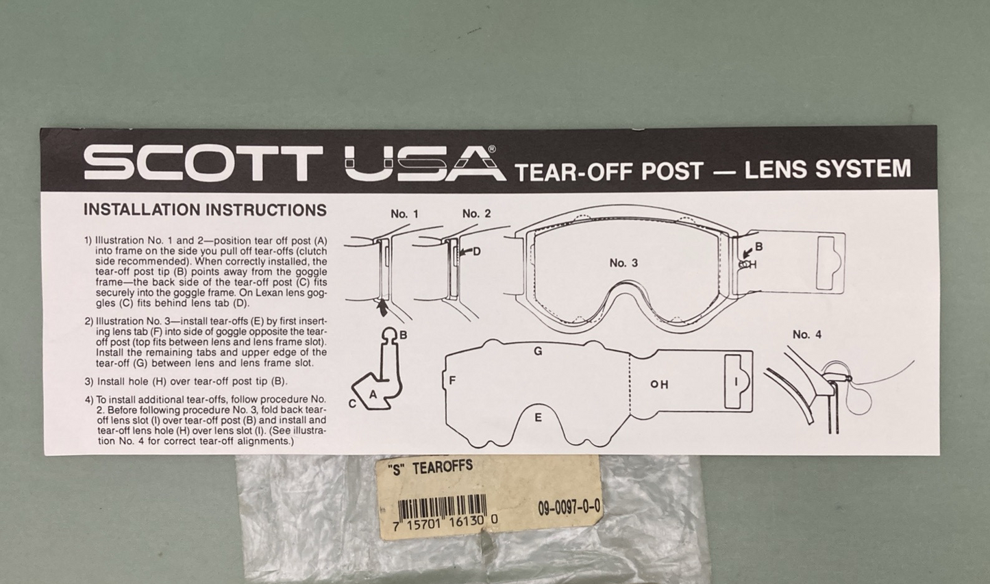 QTY 8 NEW GENUINE SCOTT 09-0097-0-0 QUICK LOAD TEAR OFFS