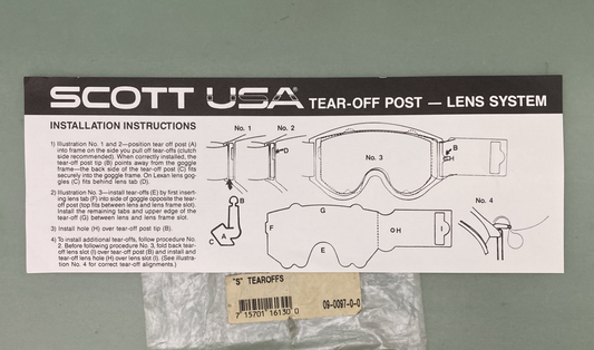 QTY 8 NEW GENUINE SCOTT 09-0097-0-0 QUICK LOAD TEAR OFFS