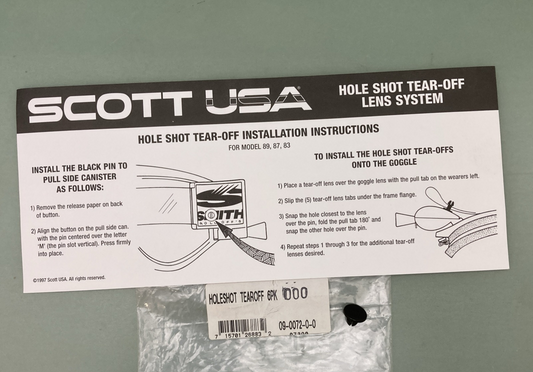 QTY 6 NEW GENUINE SCOTT 09-0072-0-0 HOLESHOT GOGGLE TEAR OFFS