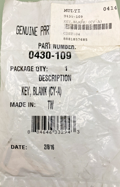 NEW GENUINE ARCTIC CAT 0430-109 KEY, BLANK (CY-A)