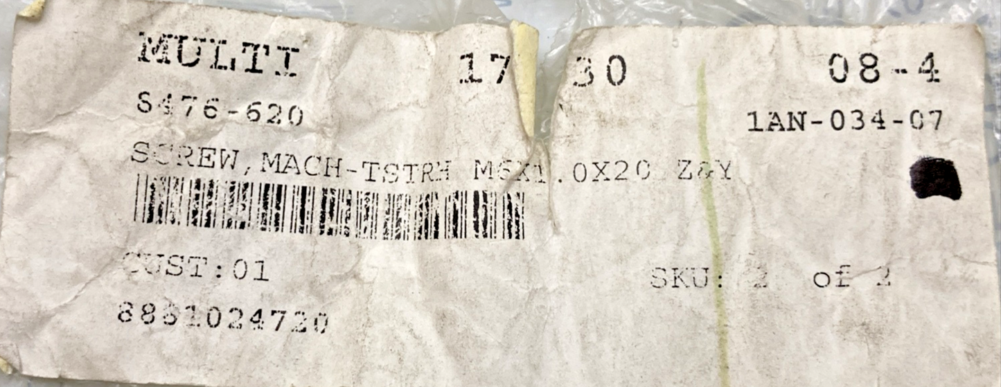 QTY 4 NEW GENUINE ARCTIC CAT 8476-620 SCREW, MACH-TSTRH M6X1.0X20 Z&Y