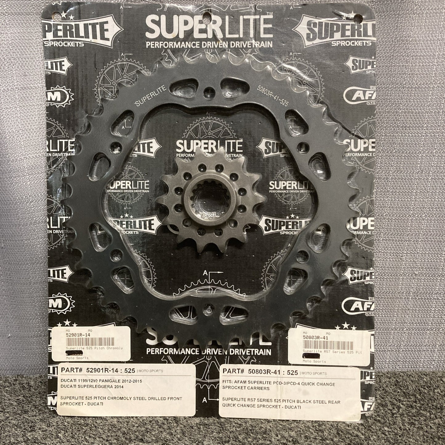 NEW GENUINE SUPERLITE 52901R-14 FT SPROCKET 525/50803R-41 REAR SPROCKET 525 KIT