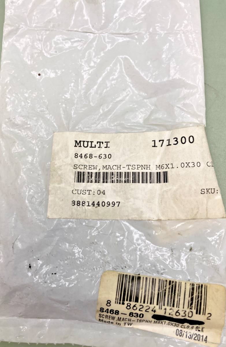 QTY 5 NEW GENUINE ARCTIC CAT 8468-630 SCREW, MACH-TSPNH M6X1.0X30 CL8.8 BLK