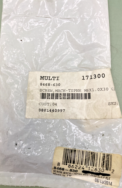 QTY 5 NEW GENUINE ARCTIC CAT 8468-630 SCREW, MACH-TSPNH M6X1.0X30 CL8.8 BLK