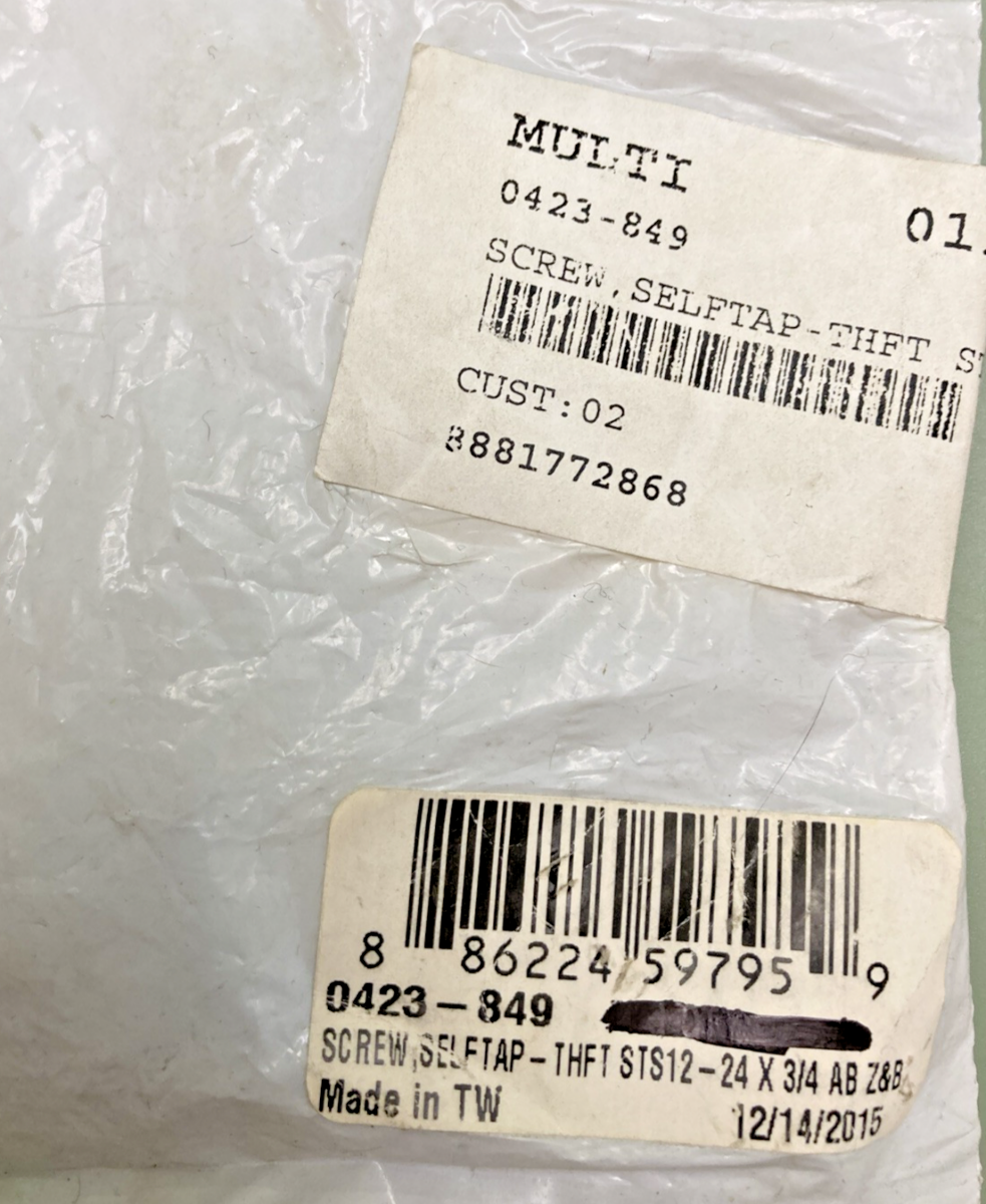NEW GENUINE ARCTIC CAT 0423-849 SCREW, SELFTAP-THFT STS12-24 X 3/4 AB Z&B
