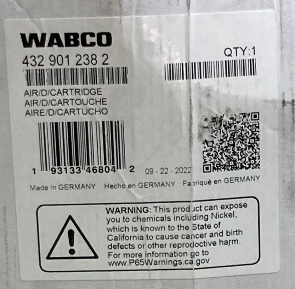 NEW GENUINE WABCO 4329012382 Air Brake Dryer Cartridge