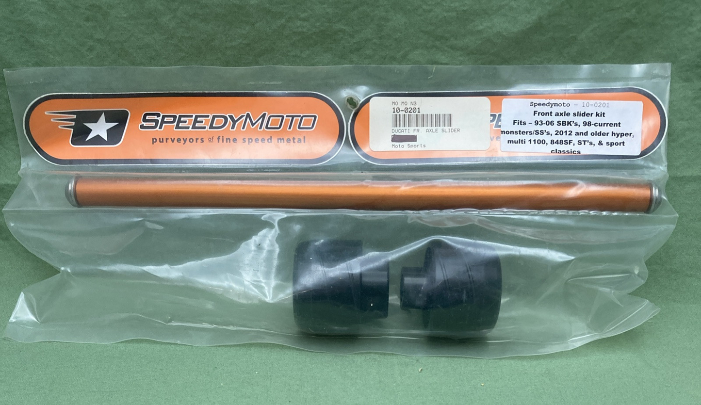 NEW GENUINE SPEEDYMOTO 10-0201 DUCATI FRONT AXLE SLIDER KIT