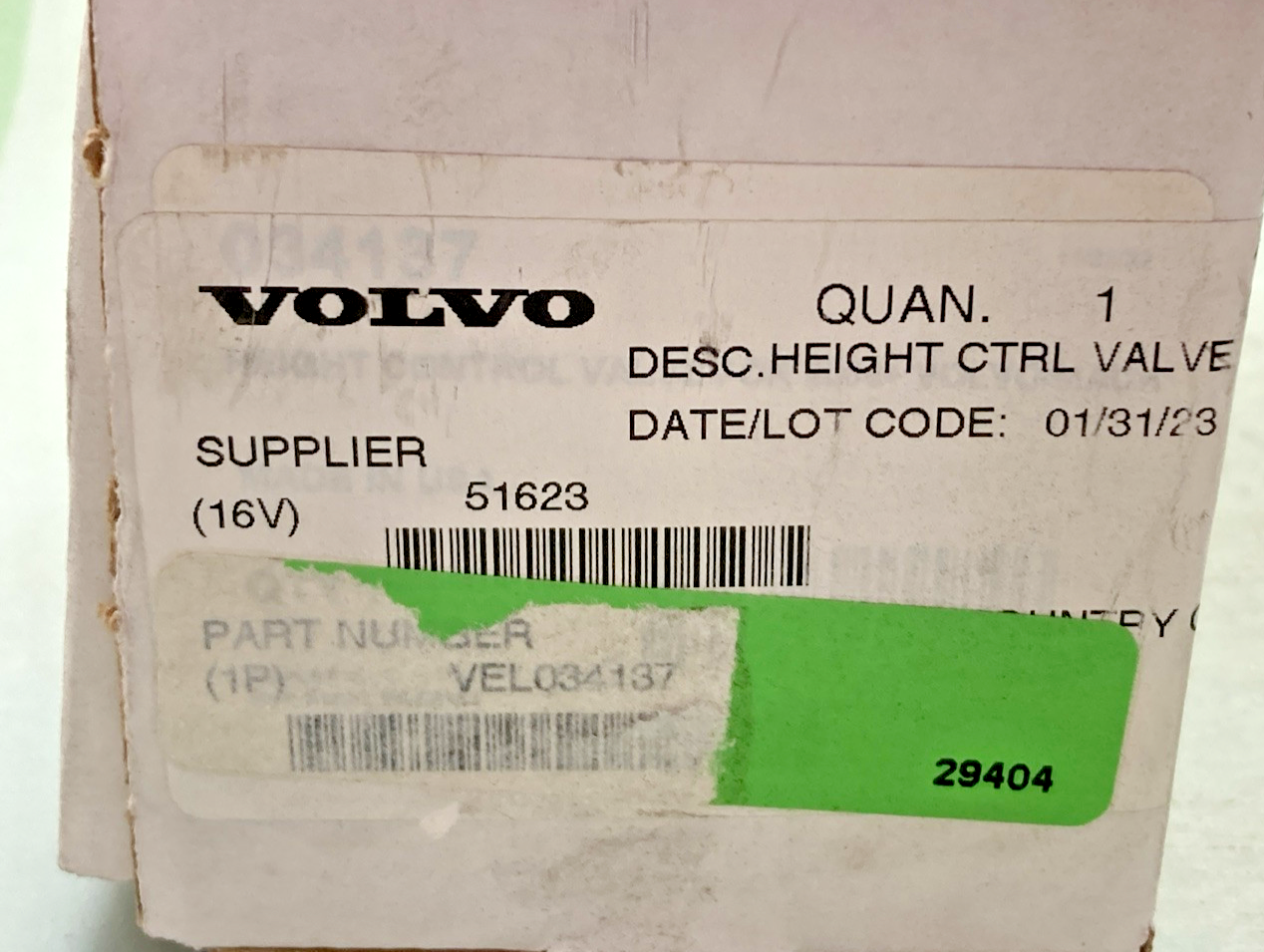 NEW GENUINE VOLVO 034137 HEIGHT CONTROL VALVE KIT