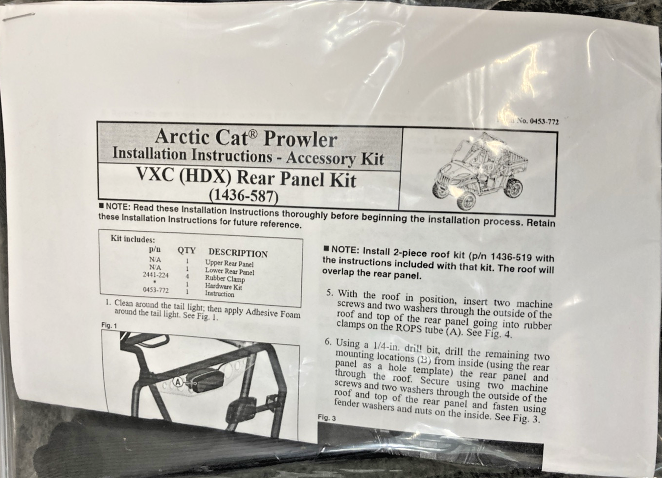 NEW GENUINE ARCTIC CAT 1436-587 VXC REAR PANEL, 2012-2015 PROWER HDX