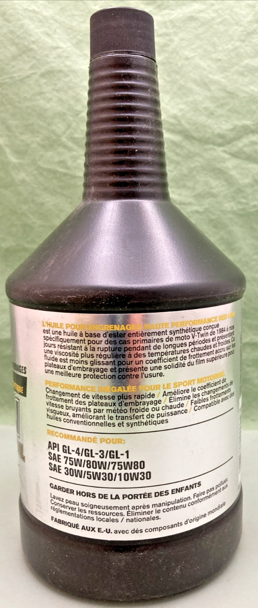 NEW GENUINE RED LINE 42904 SYNTHETIC OIL, V-TWIN PRIMARY CASE OIL, 1 QT , R1219