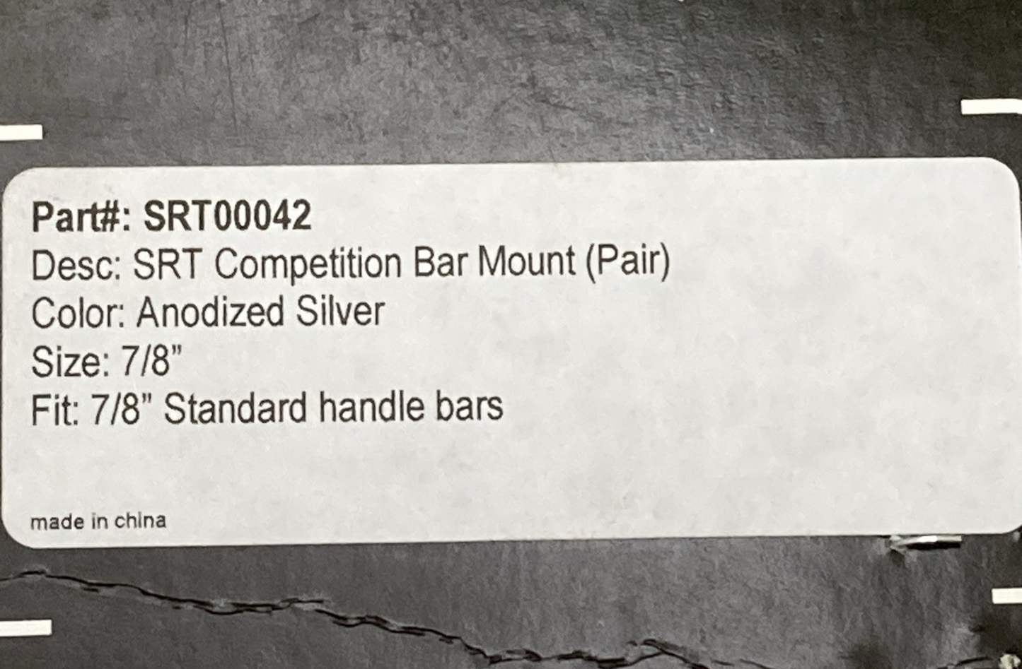 NEW GENUINE SRT SRT 00042 COMPETITION BAR MOUNT STANDARD 7/8 SILVER